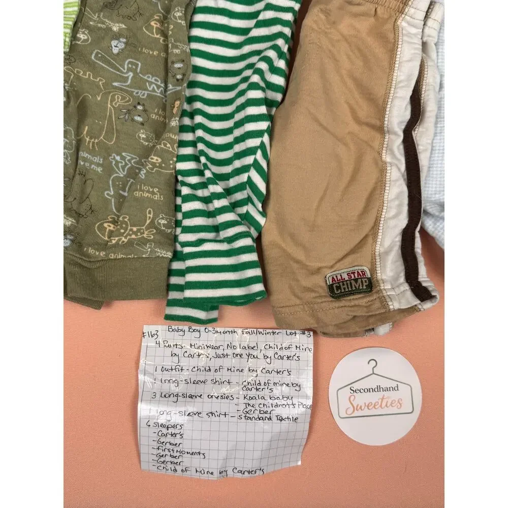Baby Boy 0–3M Fall/Winter Clothing Lot – Carter’s, Gerber & More – #163